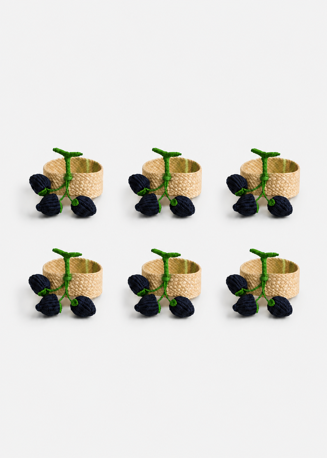 Set de seis servilleteros moras tejidos en palma de iraca