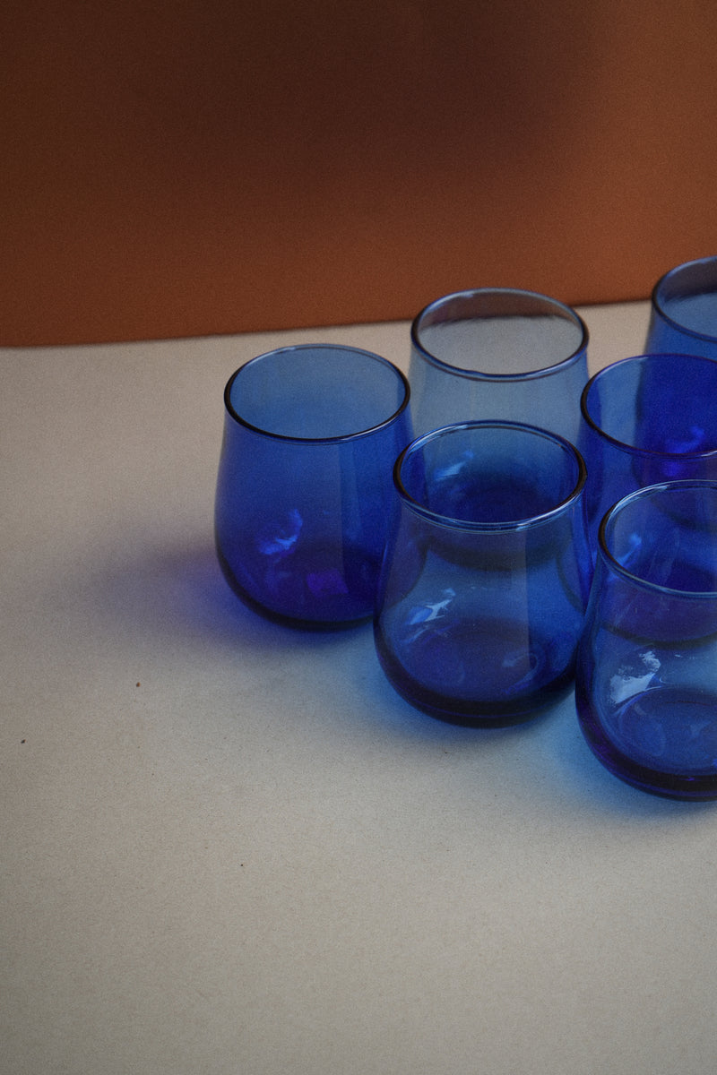Vaso Azul Ovalado x 6