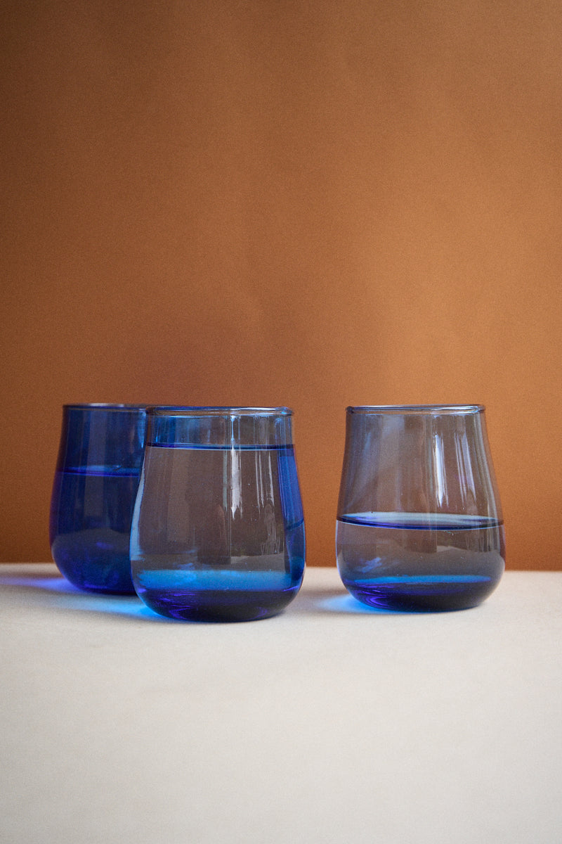 Vaso Azul Ovalado x 6