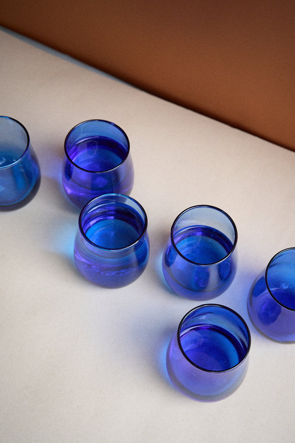 Vaso Azul Ovalado x 6