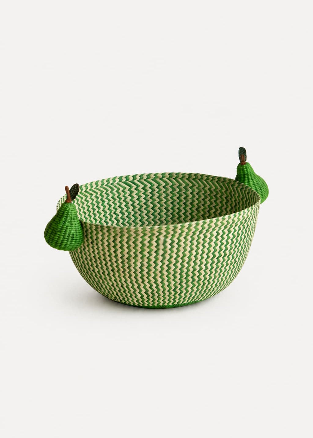 Cazuela pera verde tejida en palma de iraca