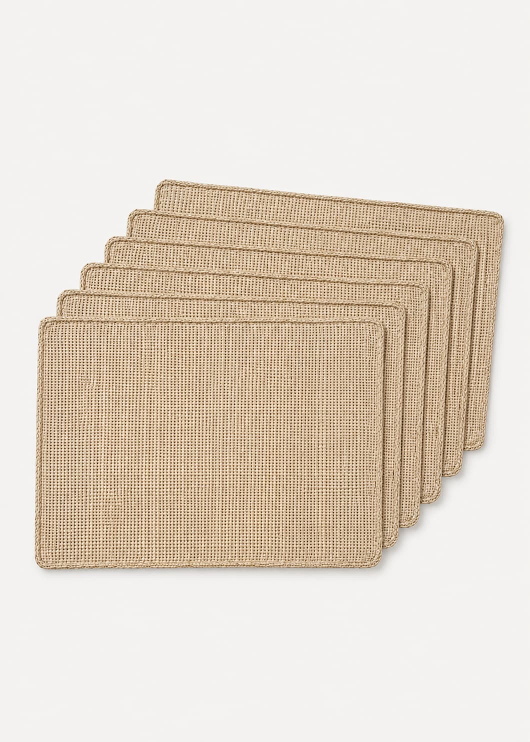 Set de seis individuales rectangulares naturales tejidos en palma de iraca.