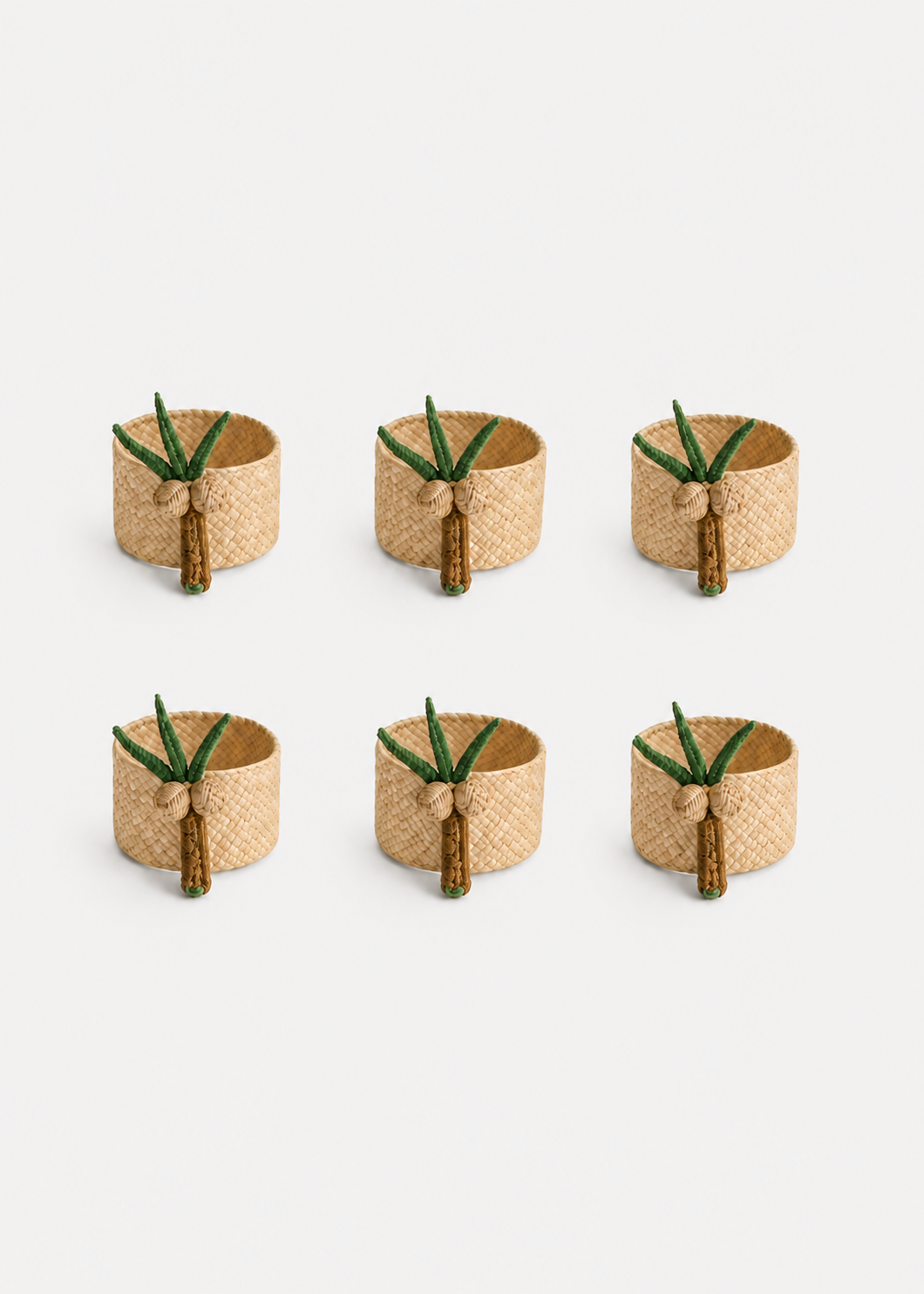 Set de seis servilleteros palmera tejidos en palma de iraca