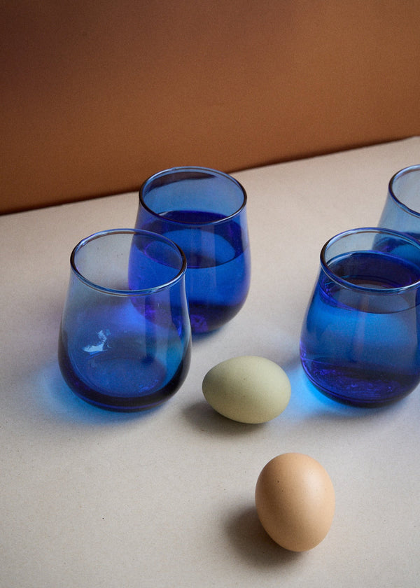 Vaso Azul Ovalado x 6